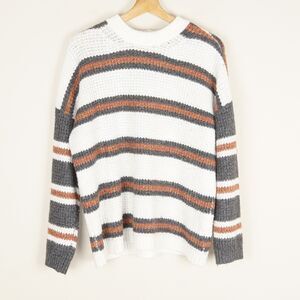 American Eagle Oversized Soft Knit Striped Crew Neck Weater Womens Sz XS